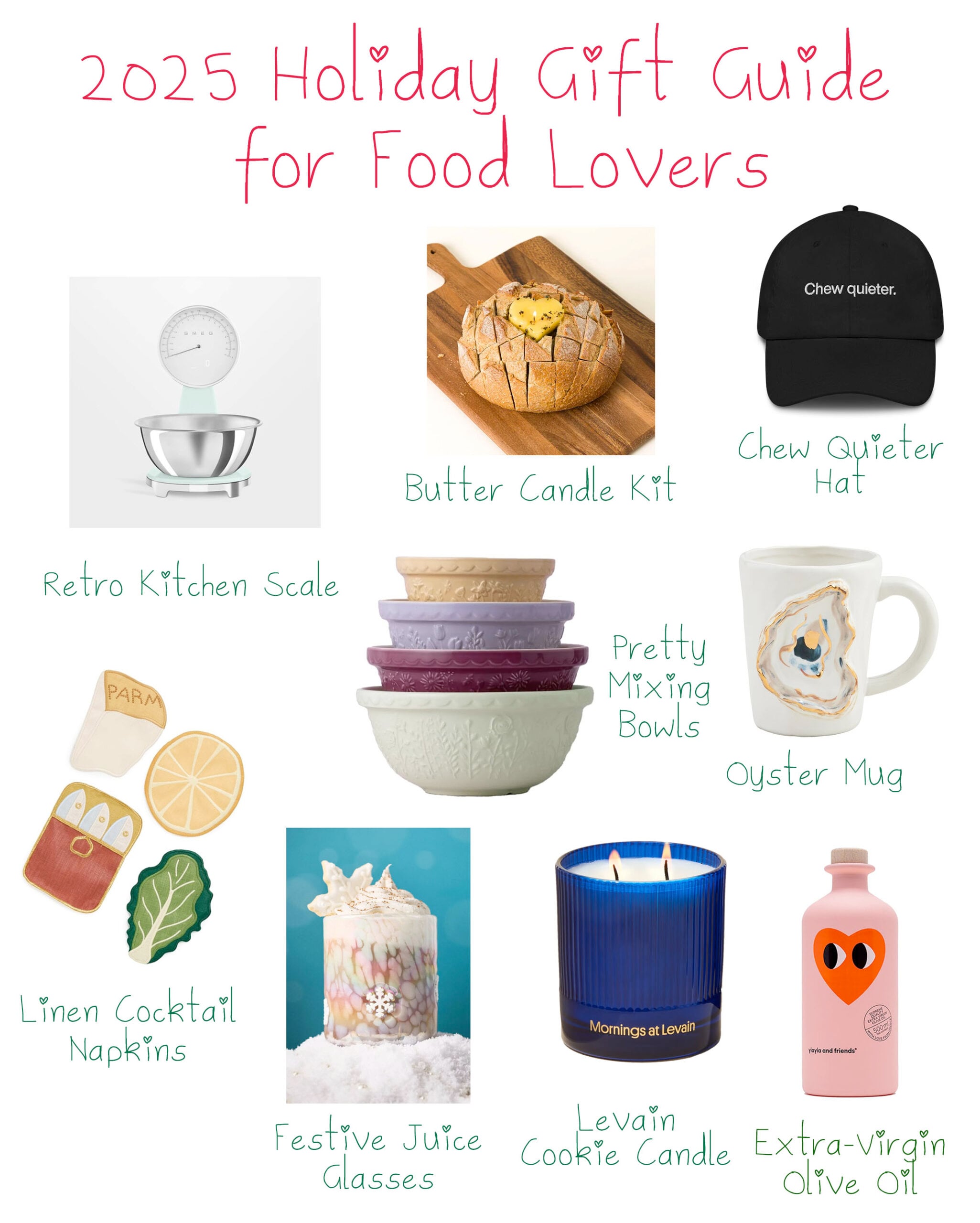 Collage featuring gifts in the 2025 Gift Guide for Food Lovers.
