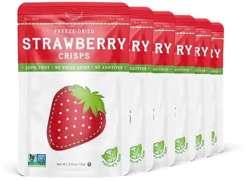 Nature’s Turn Freeze-Dried Fruit Snacks, Strawberry Crisps, Pack of 6 (0.53 oz Each)