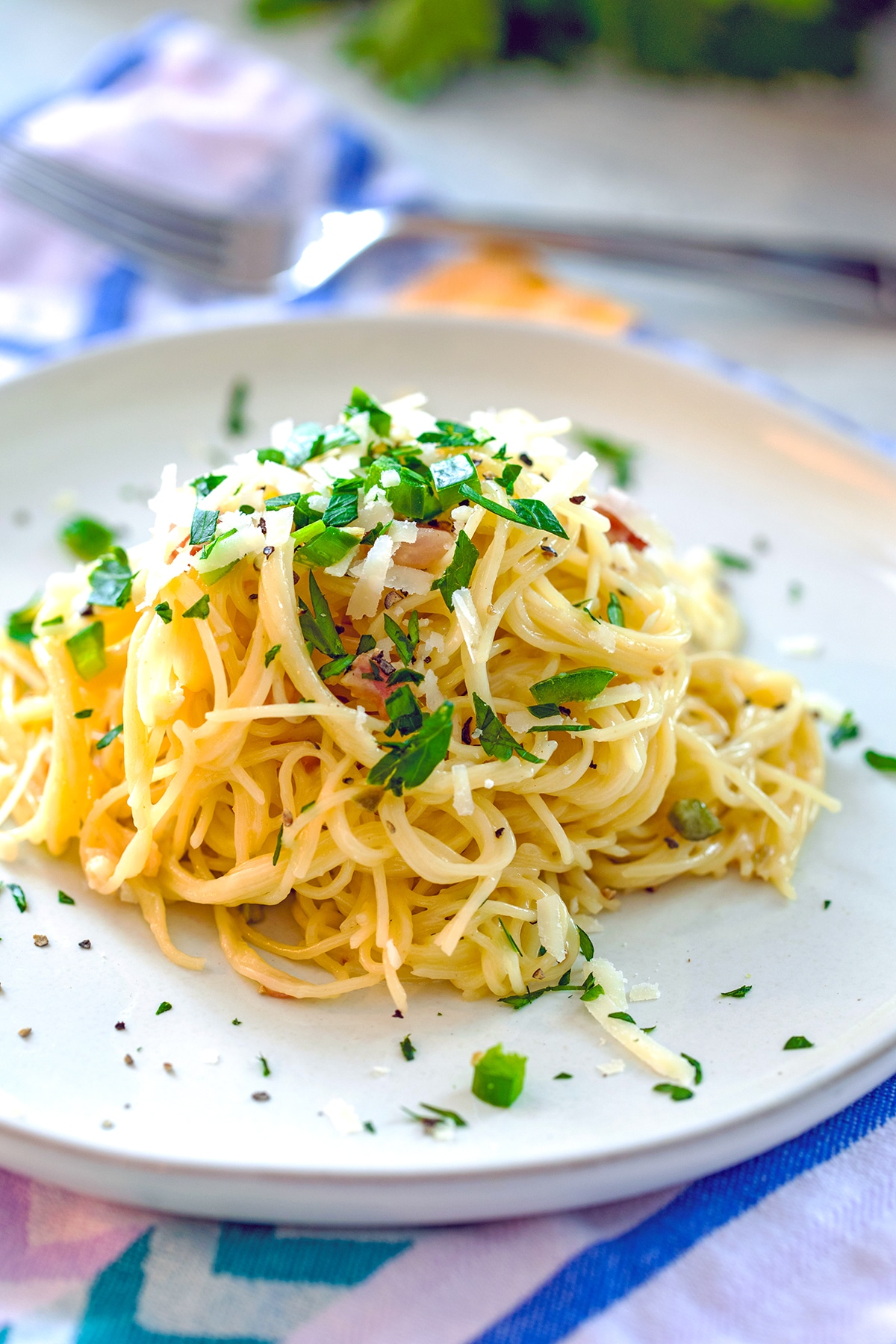 Angel Hair Alfredo with Jalapeño and Pancetta Recipe | We are not Martha