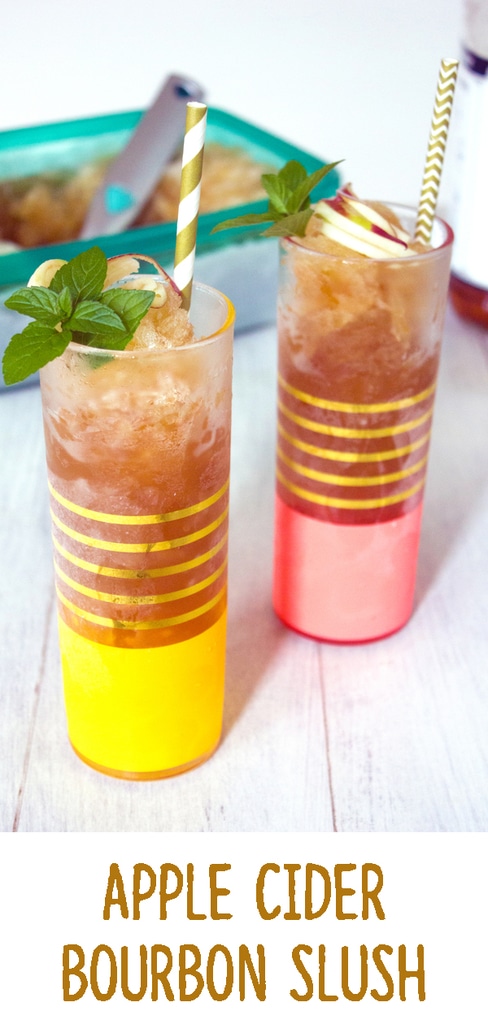 Apple Cider Bourbon Slush -- When you combine apple cider, bourbon, and black tea and stick it in the freezer overnight, you'll discover that Apple Cider Bourbon Slush is the perfect cold weather treat | wearenotmartha.com