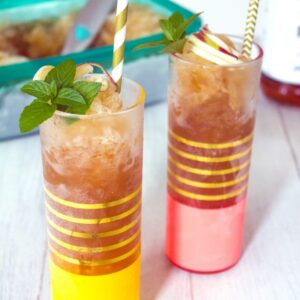 Apple Cider Bourbon Slush -- When you combine apple cider, bourbon, and black tea and stick it in the freezer overnight, you'll discover that Apple Cider Bourbon Slush is the perfect cold weather treat | wearenotmartha.com