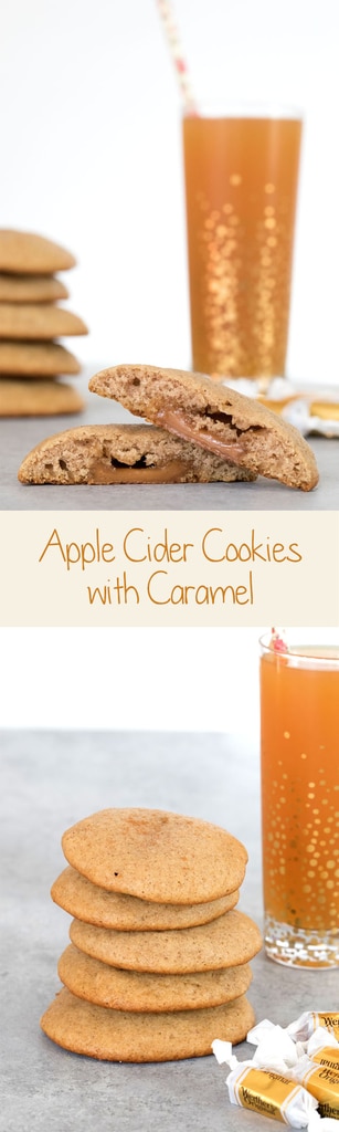 Apple Cider Cookies are soft, muffin-like cookies stuffed with a little caramel surprise | wearenotmartha.com