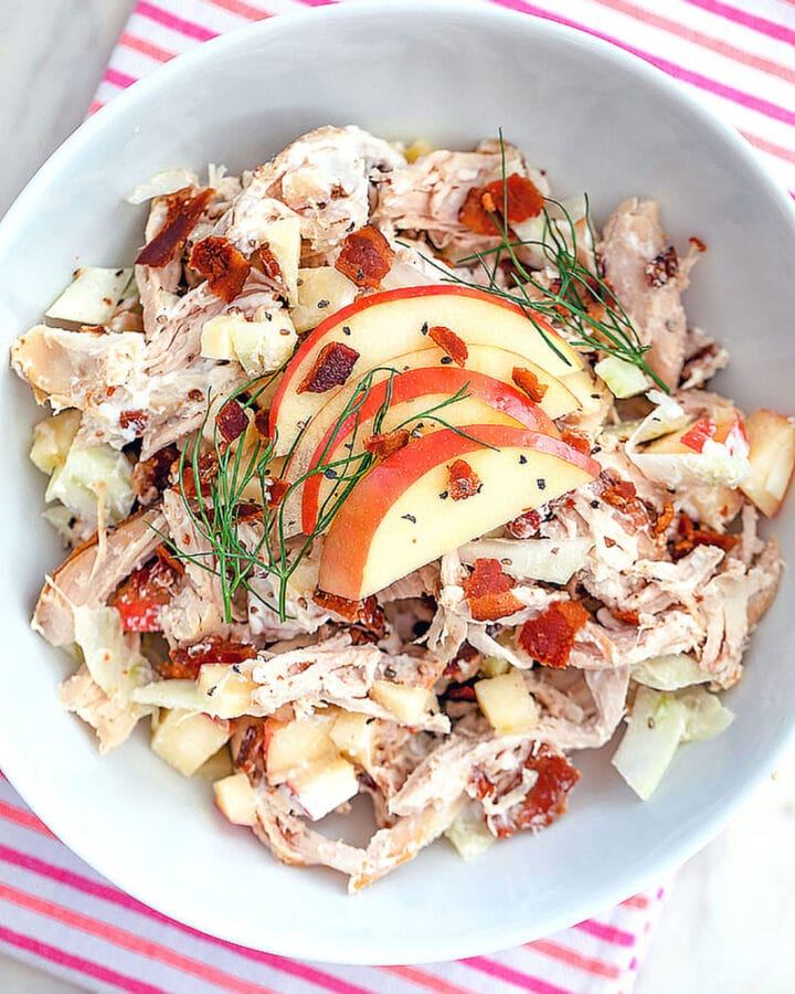 Apple, Fennel and Bacon Chicken Salad -- This apple, fennel, and bacon chicken salad has all the components necessary for the ideal chicken salad and makes the most delicious lunch | wearenotmartha.com