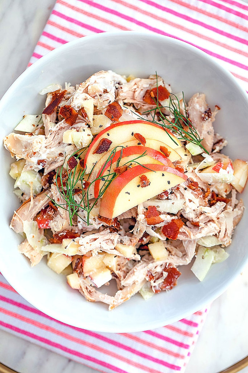 Apple, Fennel and Bacon Chicken Salad -- This apple, fennel, and bacon chicken salad has all the components necessary for the ideal chicken salad and makes the most delicious lunch | wearenotmartha.com