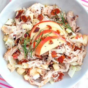 Apple, Fennel and Bacon Chicken Salad -- This apple, fennel, and bacon chicken salad has all the components necessary for the ideal chicken salad and makes the most delicious lunch | wearenotmartha.com