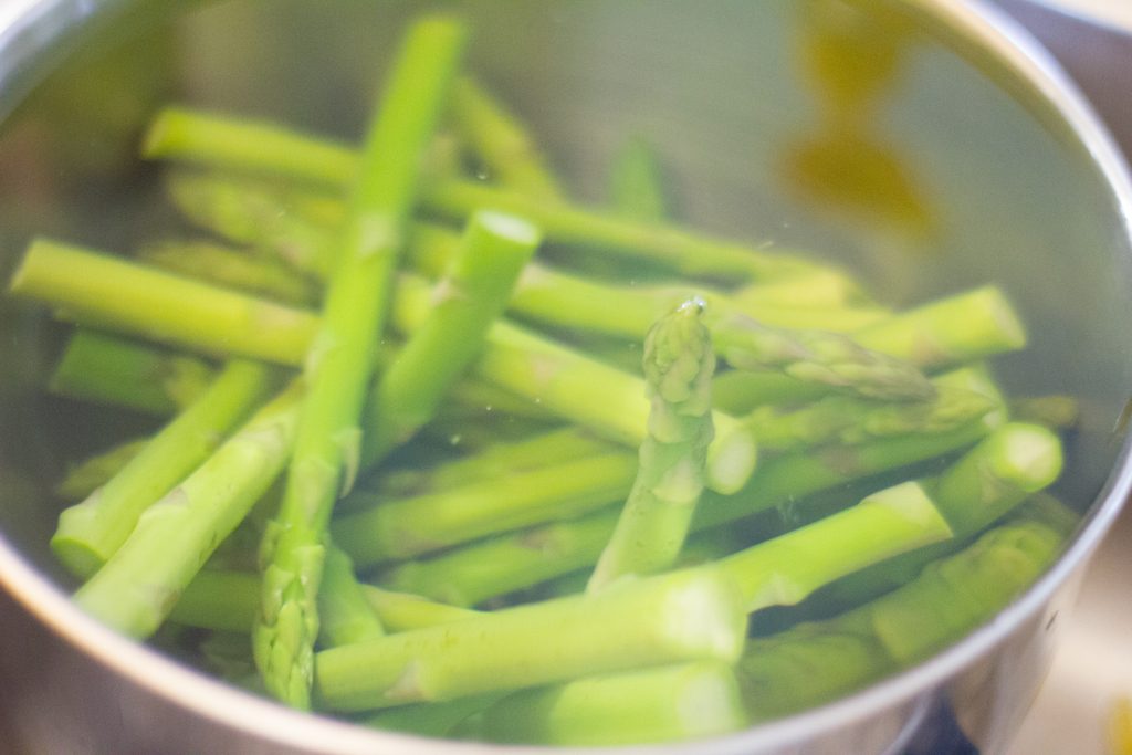 Asparagus in boiling water
