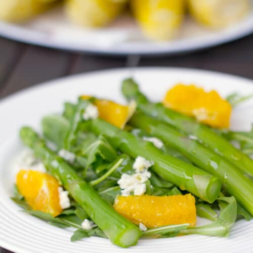 Asparagus, Orange, and Gorgonzola Salad -- Asparagus salad? Yes! This Asparagus, Orange, and Gorgonzola Salad is so much more impressive (and delicious) than a garden salad and extremely simple to make | wearenotmartha.com