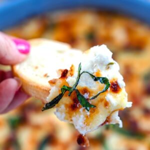 Bacon White Pizza Dip -- Every party needs a good dip or two and this easy-to-make Bacon White Pizza Dip will have your guests raving. You might want to make two! | wearenotmartha.com