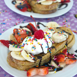 Banana Split French Toast -- A classic dessert reinvented for breakfast | wearenotmartha.com