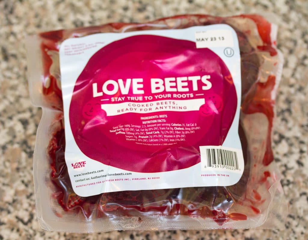 Package of Love Beets, peeled and cooked beets