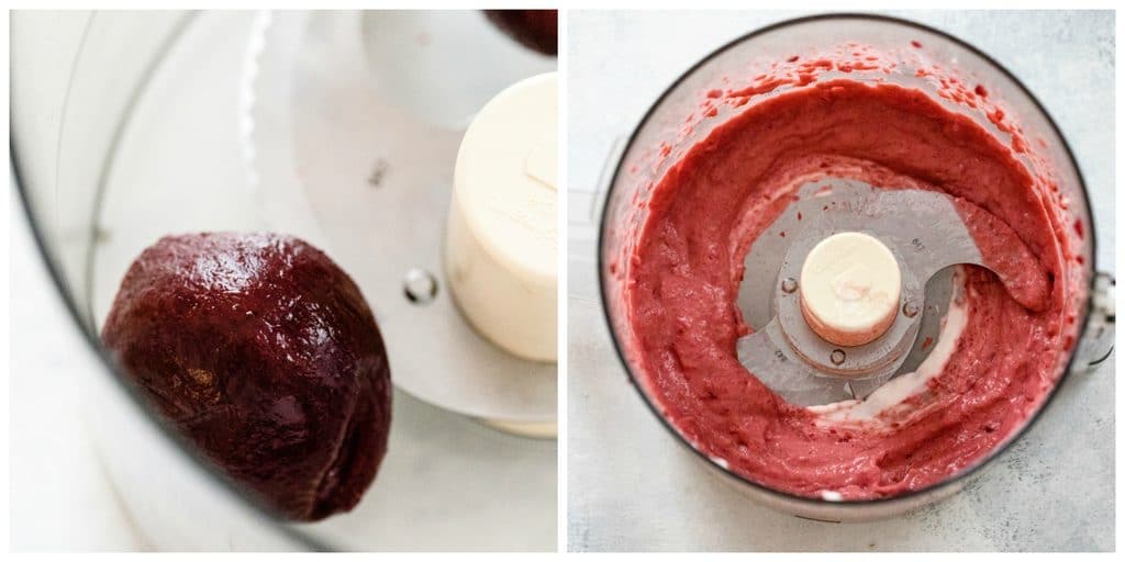 Beets in food processor for beet mayo making