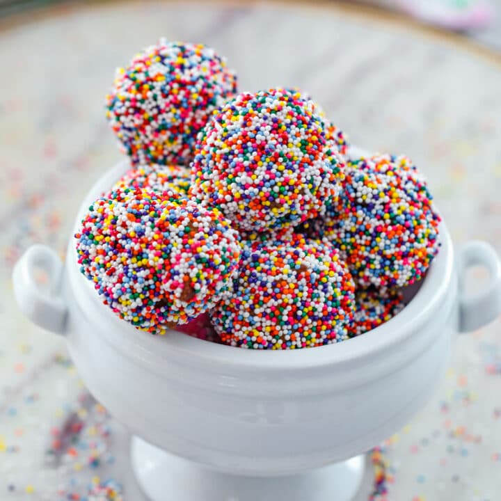Birthday Cake Doughnut Holes Recipe We are not Martha