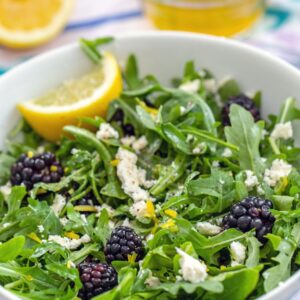 Blackberry Feta Salad -- The sweet, salty, tart, and peppery flavors in this Blackberry Feta Salad all work incredibly well together and it makes for a simple summer side dish or appetizer | wearenotmartha.com