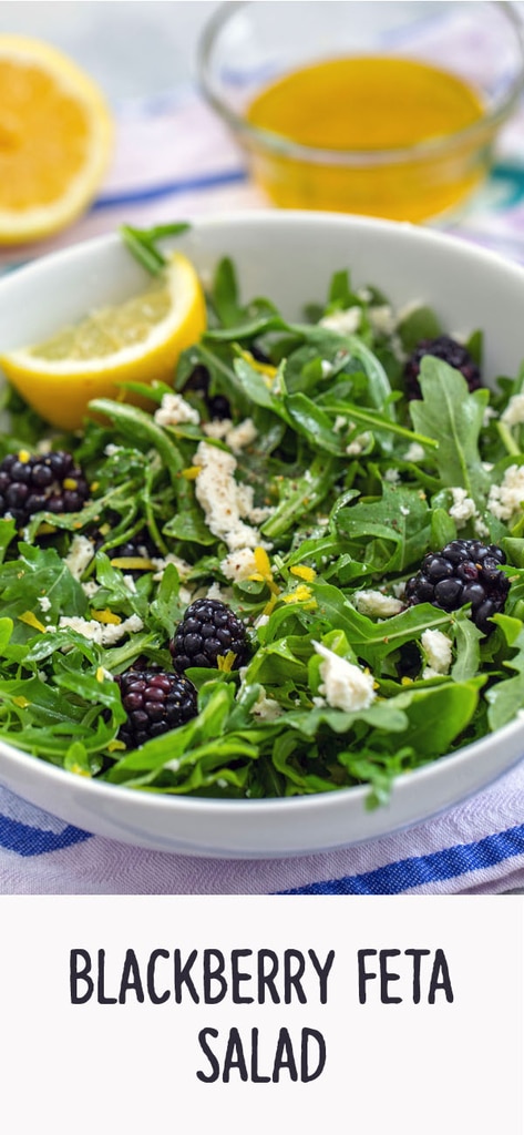 Blackberry Feta Salad -- The sweet, salty, tart, and peppery flavors in this Blackberry Feta Salad all work incredibly well together and it makes for a simple summer side dish or appetizer | wearenotmartha.com #salad #blackberries #feta #summer