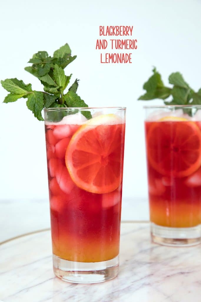 Blackberry and Turmeric Lemonade -- This lemonade is not only the prettiest drink around, but it's incredibly tasty and refreshing and perfect for a backyard party | wearenotmartha.com