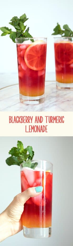 Blackberry and Turmeric Lemonade -- This lemonade is not only the prettiest drink around, but it's incredibly tasty and refreshing and perfect for a backyard party | wearenotmartha.com