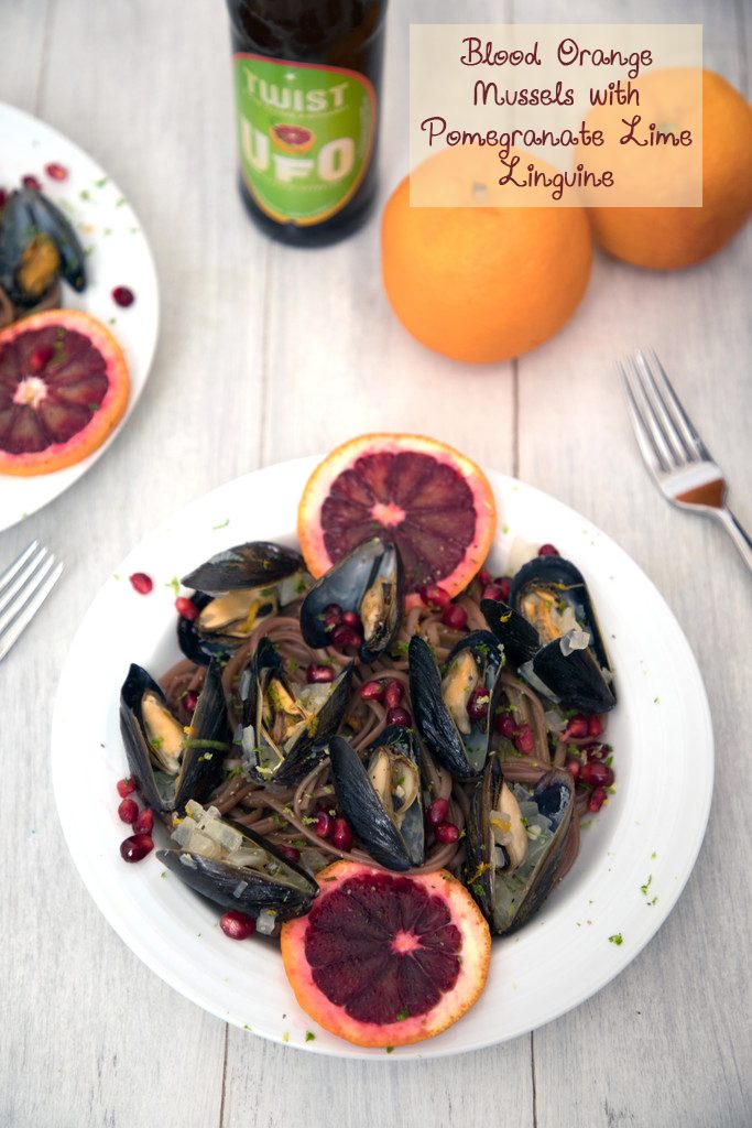Blood Orange Mussels with Pomegranate Lime Linguine -- The perfect marriage of winter and summer | wearenotmartha.com