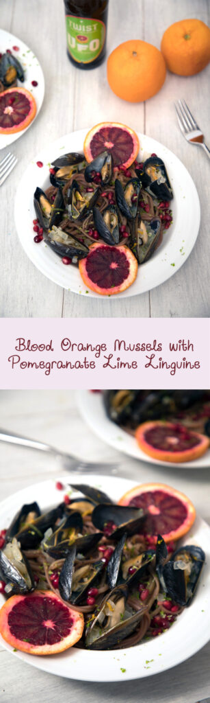 Blood Orange Mussels with Pomegranate Lime Linguine -- The perfect marriage of winter and summer | wearenotmartha.com