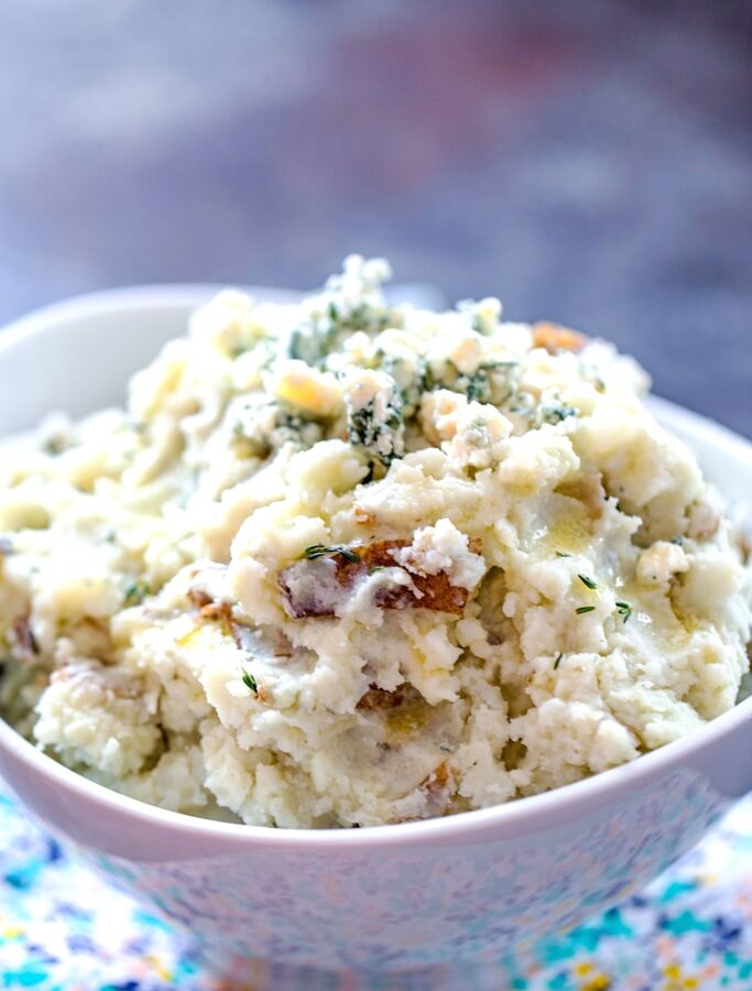 Blue Cheese Mashed Potatoes with Rosemary -- Blue Cheese Mashed Potatoes with Rosemary make for an absolutely delicious side dish, but I'm also not opposed to eating these mashed potatoes as a meal! | wearenotmartha.com