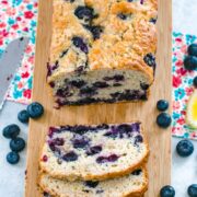 Blueberry Lemon Bread -- Need a little extra sunshine in your morning? This Blueberry Lemon Bread makes for a bright and delicious breakfast or afternoon snack and pairs perfectly with tea or coffee | wearenotmartha.com