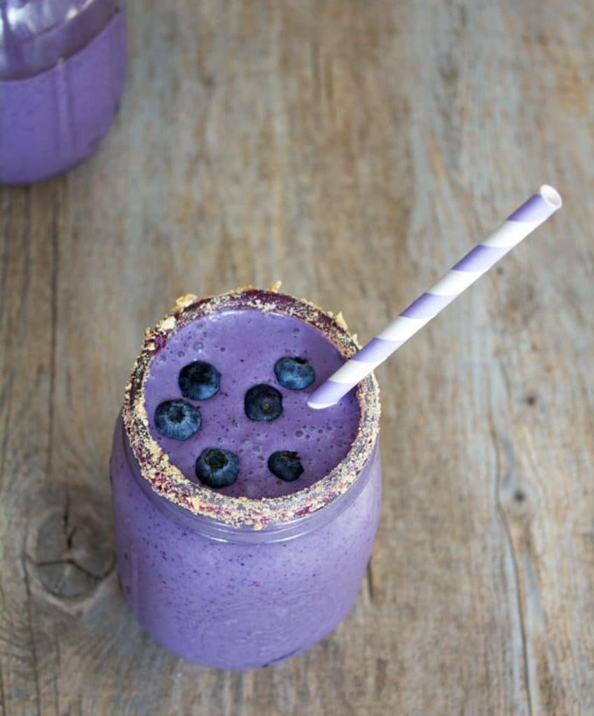 Blueberry Pie Milkshake -- Craving blueberry pie à la mode? This Blueberry Pie Milkshake will satisfy that craving in a much quicker way | wearenotmartha.com