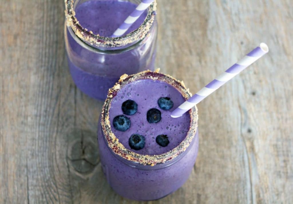 Blueberry Pie Milkshake -- Craving blueberry pie à la mode? This Blueberry Pie Milkshake will satisfy that craving in a much quicker way | wearenotmartha.com