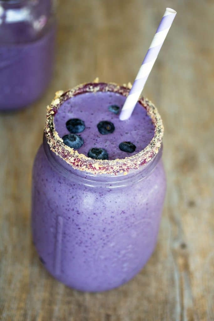 Blueberry Pie Milkshake -- Craving blueberry pie à la mode? This Blueberry Pie Milkshake will satisfy that craving in a much quicker way | wearenotmartha.com