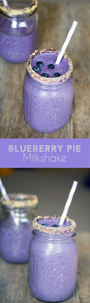 Blueberry Pie Milkshake -- Craving blueberry pie à la mode? This Blueberry Pie Milkshake will satisfy that craving in a much quicker way | wearenotmartha.com