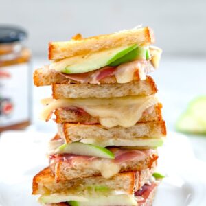 Grilled cheese is always delicious but when you try this Brie Grilled Cheese made with fig spread, green apple, and prosciutto, you'll suddenly start wanting grilled cheese for dinner every night!