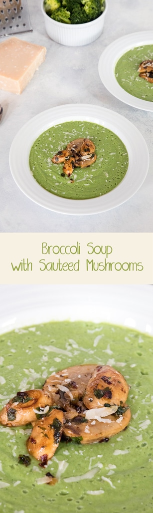 Broccoli Soup with Sauteed Mushrooms