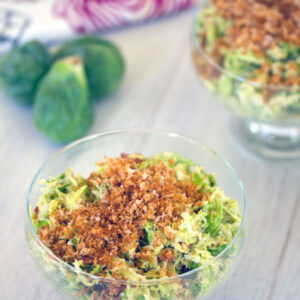 Brussels Sprouts Bacon Caesar Salad -- the dish that will make you fall in love with brussels sprouts! | wearenotmartha.com