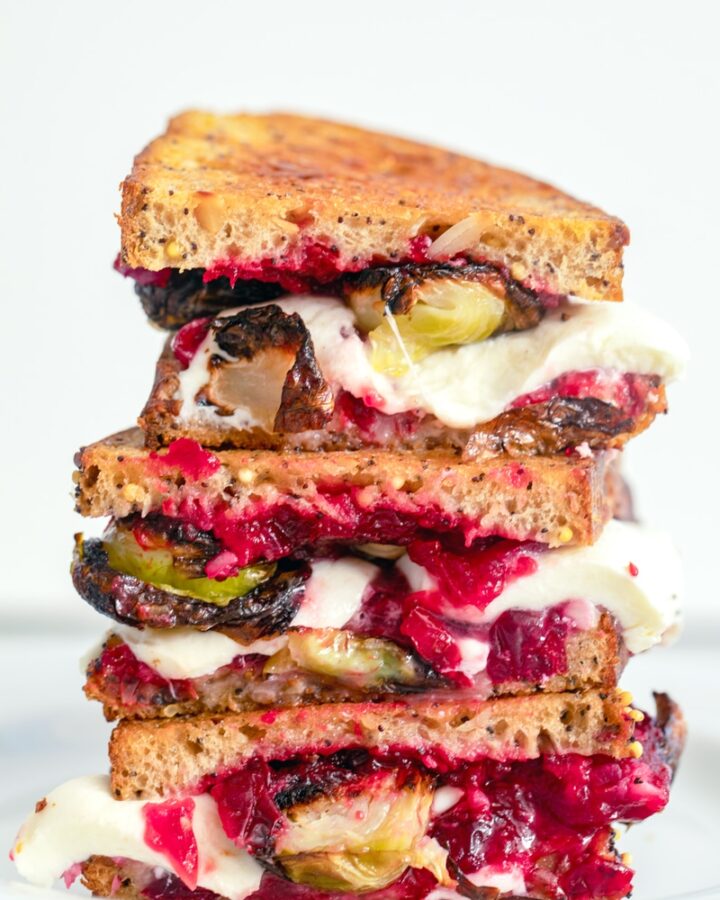 Brussels Sprouts and Cranberry Relish Grilled Cheese -- Brussels sprouts grilled cheese? Yup! This Brussels Sprouts and Cranberry Relish Grilled Cheese is the perfect solution to Thanksgiving leftovers. But it's also incredibly easy to make from scratch for whenever the craving hits | wearenotmartha.com