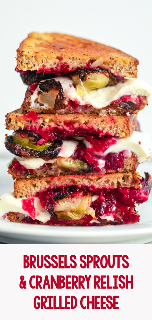 Brussels Sprouts and Cranberry Relish Grilled Cheese -- Brussels sprouts grilled cheese? Yup! This Brussels Sprouts and Cranberry Relish Grilled Cheese is the perfect solution to Thanksgiving leftovers. But it's also incredibly easy to make from scratch for whenever the craving hits | wearenotmartha.com #brusselssprouts #grilledcheese #cranberries #thanksgiving #thanksgivingleftovers