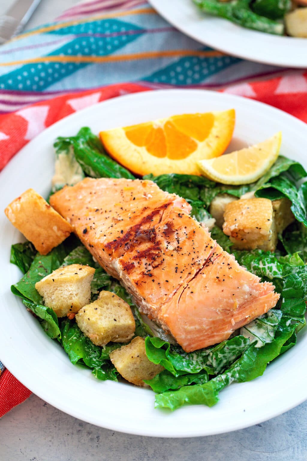Caesar Salad with Grilled Citrus Salmon Recipe | We are not Marth