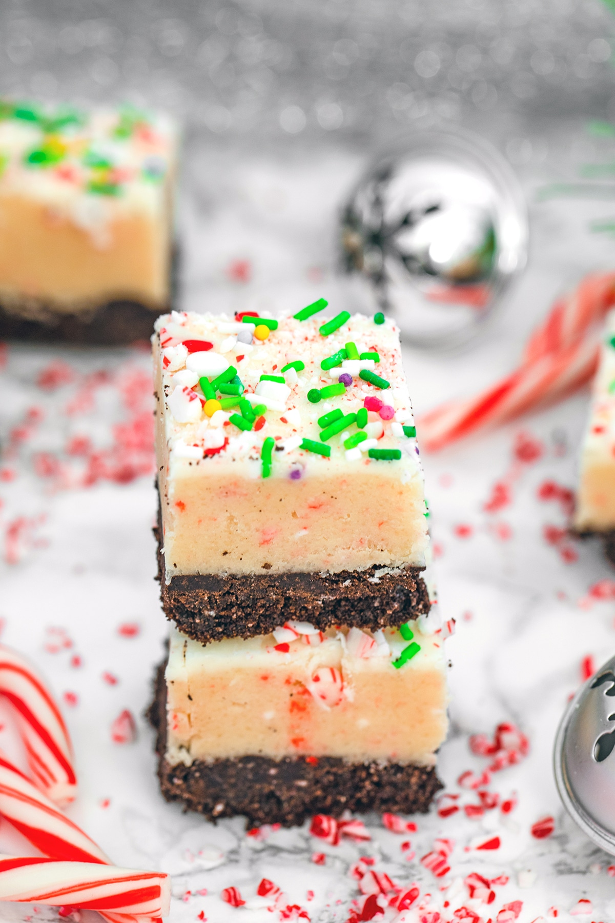 Candy Cane Cookie Dough Bars Recipe | We are not Martha