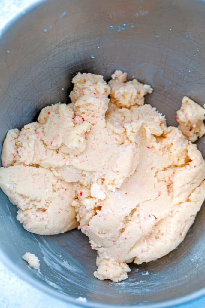 Candy cane cookie dough batter
