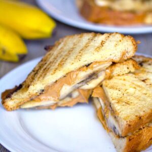 Caramelized Banana and Peanut Butter Sandwiches -- You can never go wrong with a peanut butter sandwich, but lunchtime will be a whole lot more delicious with Caramelized Banana and Peanut Butter Sandwiches instead | wearenotmartha.com