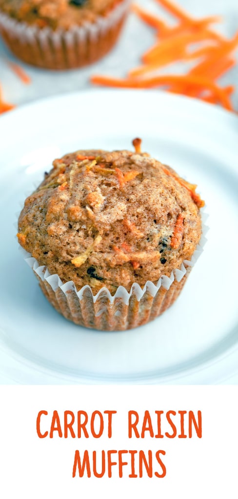 Carrot Raisin Muffins -- These Carrot Raisin Muffins make the perfect grab-and-go breakfast that is both healthy and delicious! | wearenotmartha.com #muffins #carrots #healthymuffins #breakfast