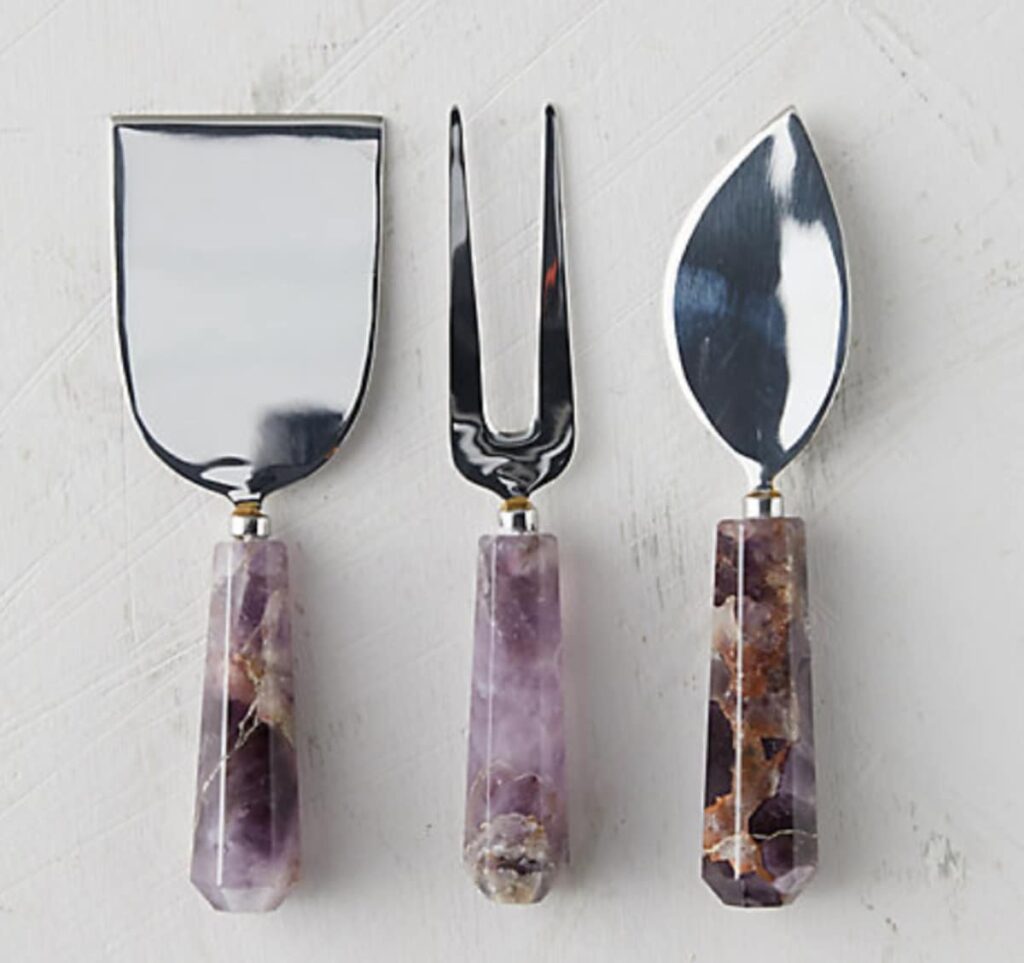 Agate handle cheese knives