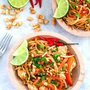 Making Thai food at home is super simple with this easy Chicken Pad Thai recipe. Ready in just 30 minutes, you'll start craving Thai food every night of the week!