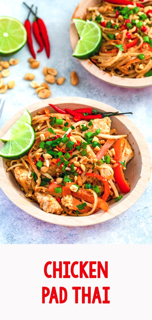 Chicken Pad Thai -- Making Thai food at home is super simple with this easy Chicken Pad Thai recipe. Ready in just 30 minutes, you'll start craving Thai food every night of the week! | wearenotmartha.com