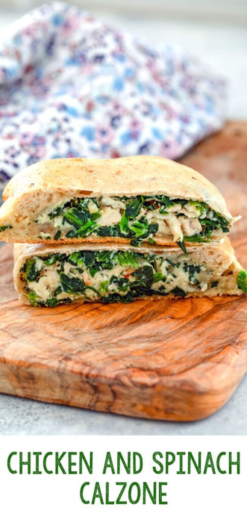 Chicken and Spinach Calzone -- These Chicken and Spinach Calzones are incredibly easy to make, a little bit healthier than the average calzone, and packed with delicious flavor! | wearenotmartha.com #calzone #homemade #easydinners #chicken #chickenandspinach#chickenrecipes