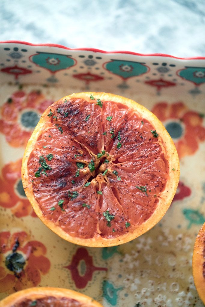 Chili Honey Roasted Grapefruit -- Grapefruit makes the perfect breakfast, dessert, or anytime snack... Especially when it's sprinkled with chili pepper for a kick, and drizzled with honey for some sweetness | wearenotmartha.com