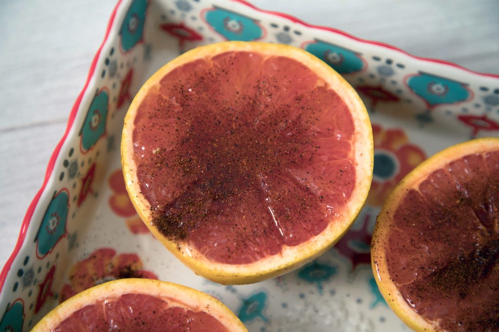 Chili Honey Roasted Grapefruit -- Grapefruit makes the perfect breakfast, dessert, or anytime snack... Especially when it's sprinkled with chili pepper for a kick, and drizzled with honey for some sweetness | wearenotmartha.com