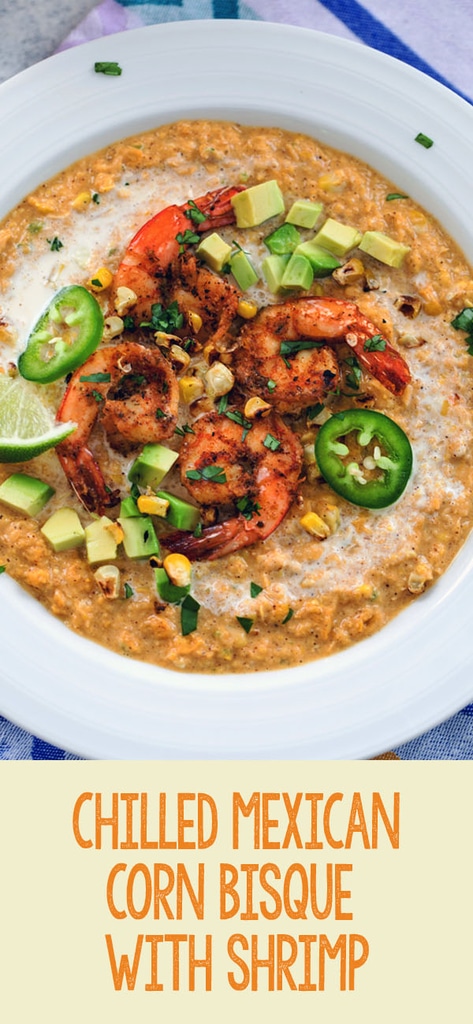 Chilled Mexican Corn Bisque with Shrimp