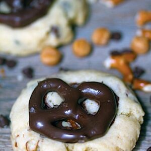 Chocolate-Covered Pretzel and Caramel Cookies