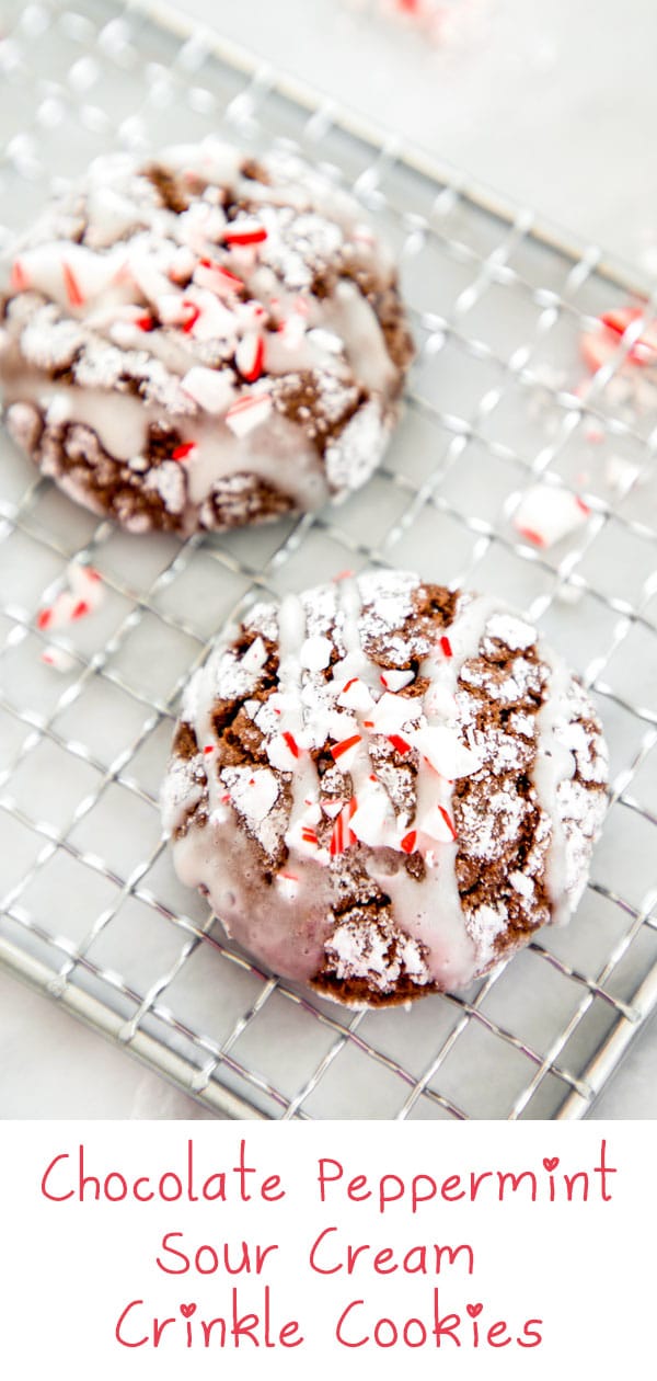 Chocolate Peppermint Sour Cream Crinkle Cookies