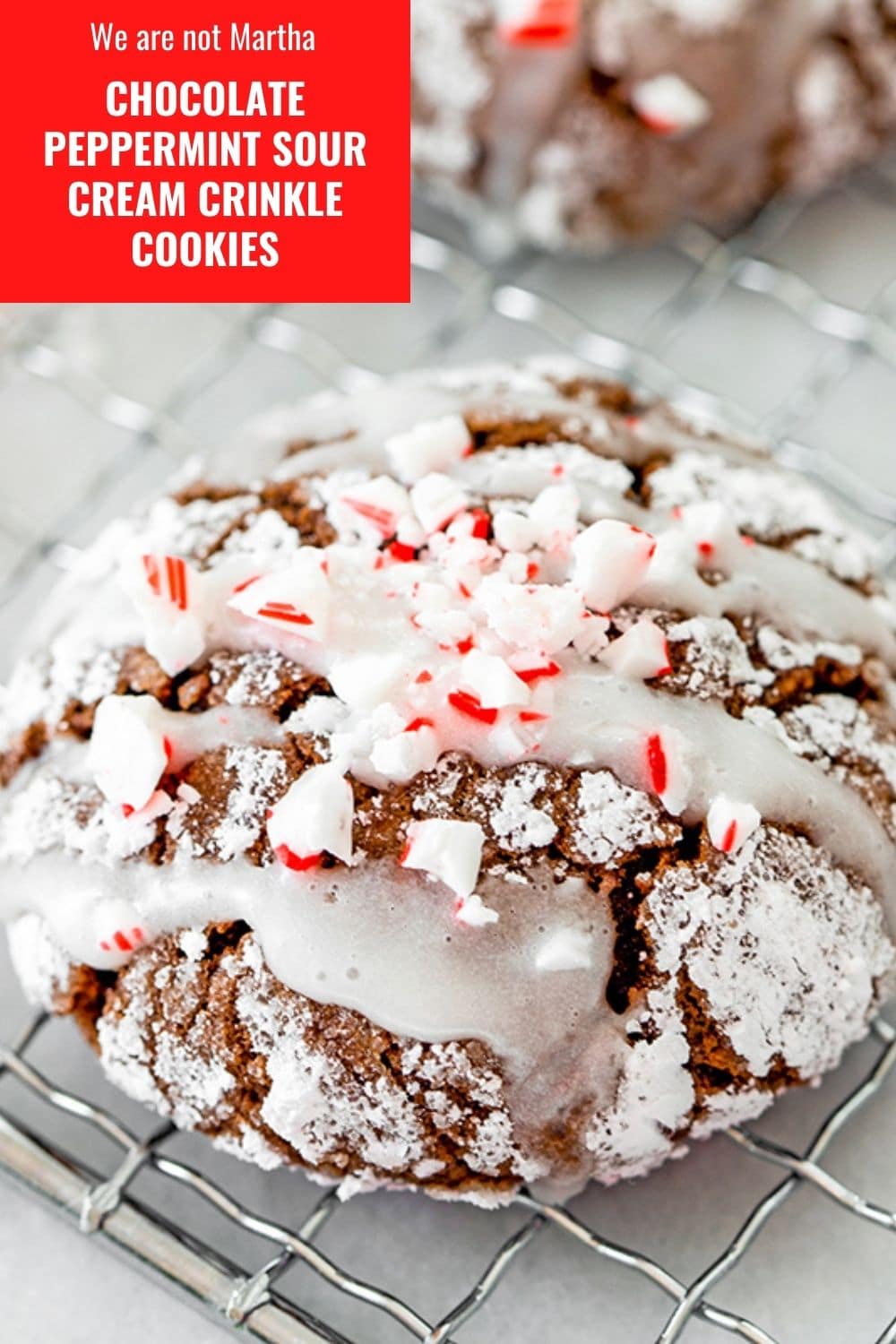 Chocolate Peppermint Sour Cream Crinkle Cookies