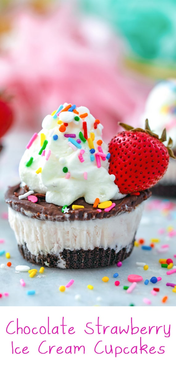 Chocolate Strawberry Ice Cream Cupcakes