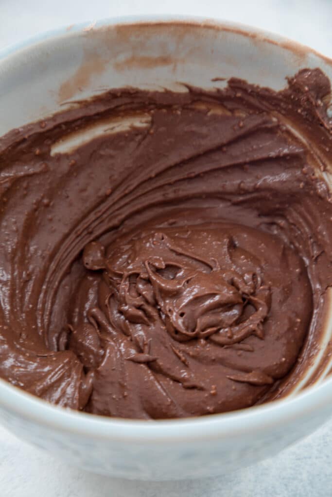 Chocolate frosting in a bowl